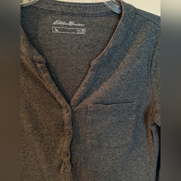 Eddie Bauer 100%Cotton Knit Tunic, Heathered Charcoal Sz Petite M - Picture 2 of 4